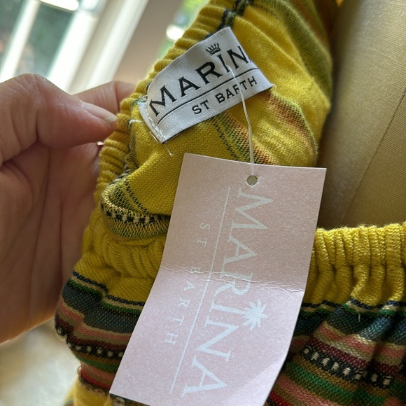 MARINA St Barth high low fringe detailed maxi dress. Sequence details on stripes - Picture 3 of 7